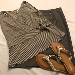 Covington Black & White Striped Blouse